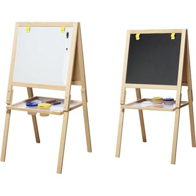Casdon Wooden Easel Double-Sided Easel for Children Aged 3+ 2-in-1 Blackboard and Whiteboard for Your Little Artists! Casdon Wooden Easel Double-Sided Easel for Children Aged 3+ 2-in-1 Blackboard and Whiteboard for Your Little Artists!