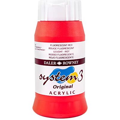 Daler Rowney Daler-Rowney System3 Acrylic Paint, Plastic Pot, 16.91oz 500 ml, Fluorescent Red Daler Rowney Daler-Rowney System3 Acrylic Paint, Plastic Pot, 16.91oz 500 ml, Fluorescent Red