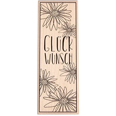 Rayher Wood Mounted Rubber Stamp with Flower Design for Card Making and Scrapbooking, Craft Stamp with Flowers and Phrase, 4x11cm, 29247000 Rayher Wood Mounted Rubber Stamp with Flower Design for Card Making and Scrapbooking, Craft Stamp with Flowers and Phrase, 4x11cm, 29247000