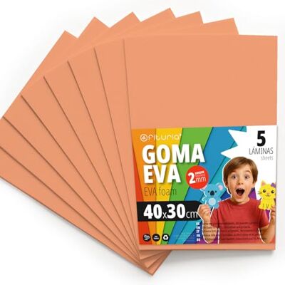 OFITURIA Eva Rubber for School and Creative Crafts, Coloured Foam Sheets for DIY Projects, Art, Children's Decoration, Scrapbooking, Craft Designs 40 x 30 cm (Peach, 5 Pcs) OFITURIA Eva Rubber for School and Creative Crafts, Coloured Foam Sheets for DIY Projects, Art, Children's Decoration, Scrapbooking, Craft Designs 40 x 30 cm (Peach, 5 Pcs)
