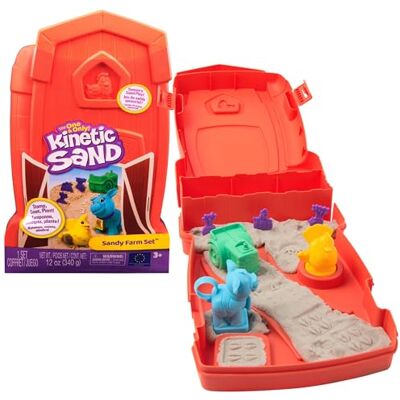 Kinetic Sand , Sandy Farm Set with 340g Play Sand, 6 Tools and Moulds, Reusable Barn Storage Case, Toddler Toys, Kids’ Toys for Girls and Boys Aged 3 and up Kinetic Sand , Sandy Farm Set with 340g Play Sand, 6 Tools and Moulds, Reusable Barn Storage Case, Toddler Toys, Kids’ Toys for Girls and Boys Aged 3 and up