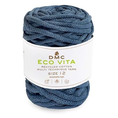 DMC Eco Vita 12, Crochet Knitting Macrame Yarn, Blue (076) Knitting DMC Eco Vita 12, Crochet Knitting Macrame Yarn, Blue (076) Knitting