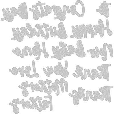 Sizzix Thinlits Set 14PK Variety Sentiments by Lisa Jones 666131 Metal Cutting Die for Cardmaking, Scrapbooking, Papercraft and More, White, OS Sizzix Thinlits Set 14PK Variety Sentiments by Lisa Jones 666131 Metal Cutting Die for Cardmaking, Scrapbooking, Papercraft and More, White, OS