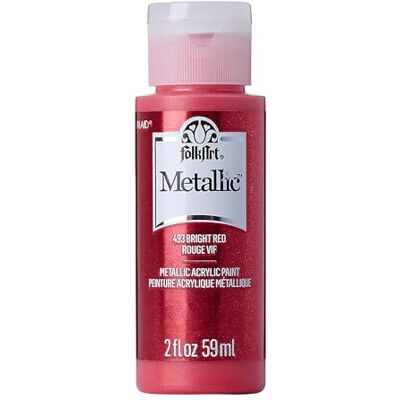 FolkArt Metallic Acrylic Paint in Assorted Colors (2 oz), 6102, 2 Ounce Bright Red FolkArt Metallic Acrylic Paint in Assorted Colors (2 oz), 6102, 2 Ounce Bright Red