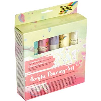 Folia Acrylic Pouring Set II Pastel with 5 Colours of 60 ml and 1 Canvas Approx. 15 x 15 cm Folia Acrylic Pouring Set II Pastel with 5 Colours of 60 ml and 1 Canvas Approx. 15 x 15 cm