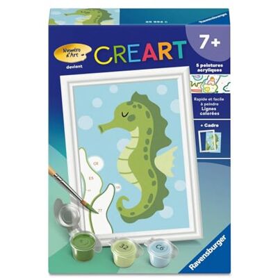 Ravensburger CreArt Kids 8x12cm Art Number Seahorse Paint by Numbers Kit Ages 7+ 25994 Ravensburger CreArt Kids 8x12cm Art Number Seahorse Paint by Numbers Kit Ages 7+ 25994