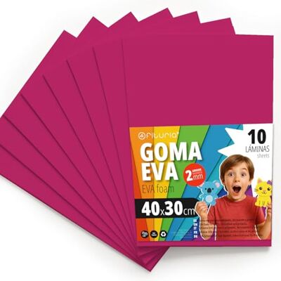 OFITURIA Eva Rubber for School and Creative Crafts, Coloured Foam Sheets for DIY Projects, Art, Children's Decoration, Scrapbooking, Craft Designs 40 x 30 cm (Fuchsia, 10 Pcs) OFITURIA Eva Rubber for School and Creative Crafts, Coloured Foam Sheets for DIY Projects, Art, Children's Decoration, Scrapbooking, Craft Designs 40 x 30 cm (Fuchsia, 10 Pcs)