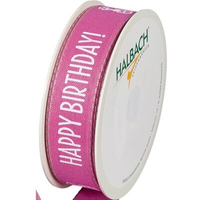 Halbach Silk Ribbons Gift Ribbon Happy Birthday Width 25 mm Length 18 m Gift Ribbon Birthday Ribbon for Birthday Decoration Colour: Pink/White Halbach Silk Ribbons Gift Ribbon Happy Birthday Width 25 mm Length 18 m Gift Ribbon Birthday Ribbon for Birthday Decoration Colour: Pink/White