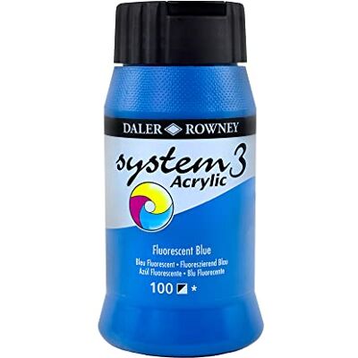Daler Rowney Daler-Rowney System3 Acrylic Paint, Plastic Pot, 16.91oz 500 ml, Fluorescent Blue Daler Rowney Daler-Rowney System3 Acrylic Paint, Plastic Pot, 16.91oz 500 ml, Fluorescent Blue