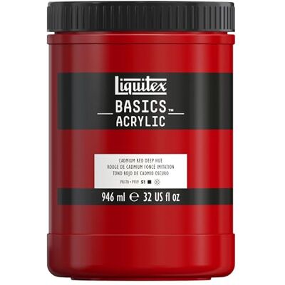 Liquitex Basics Acrylic Paint, Cadmium Red Deep Hue, 946 ml Pot Liquitex Basics Acrylic Paint, Cadmium Red Deep Hue, 946 ml Pot