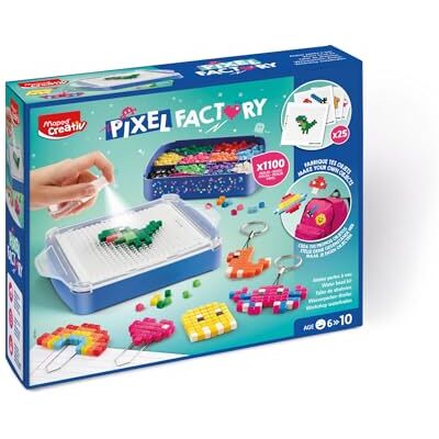 Maped CREATIV Pixel Factory Complete Kit for Making Pixel Art Style Water Beads Models, Square Water Beads, Creative Grid & Accessories Manual Activity from 6 Years, Blue Maped CREATIV Pixel Factory Complete Kit for Making Pixel Art Style Water Beads Models, Square Water Beads, Creative Grid & Accessories Manual Activity from 6 Years, Blue