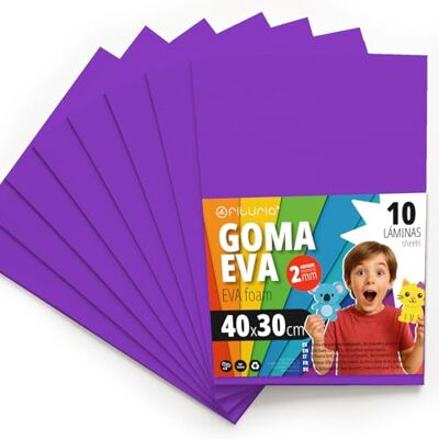 OFITURIA Eva Rubber for School and Creative Crafts, Coloured Foam Sheets for DIY Projects, Art, Children's Decoration, Scrapbooking, Craft Designs 40 x 30 cm (Purple, 10 Pcs) OFITURIA Eva Rubber for School and Creative Crafts, Coloured Foam Sheets for DIY Projects, Art, Children's Decoration, Scrapbooking, Craft Designs 40 x 30 cm (Purple, 10 Pcs)