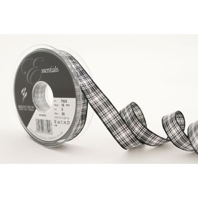 Berisfords 7622 Traditional Menzies tartan ribbon, Black, 25 m x 16 mm Berisfords 7622 Traditional Menzies tartan ribbon, Black, 25 m x 16 mm