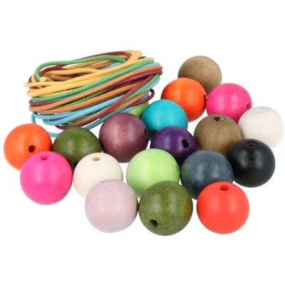 INNSPIRO Wooden Beads Ball Assorted Colours 25 mm. and 5 m. 100 U Cotton Thread. Approx. INNSPIRO Wooden Beads Ball Assorted Colours 25 mm. and 5 m. 100 U Cotton Thread. Approx.