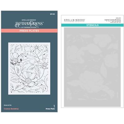 Spellbinders Cosmos Backdrop BetterPress and Stencil Bundle from the Pressed Posies Collection Spellbinders Cosmos Backdrop BetterPress and Stencil Bundle from the Pressed Posies Collection