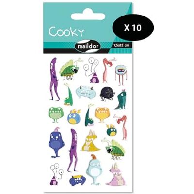 My Mandarine Maildor 560503Cpack Cooky 3D STICKERS LOT OF 10 sheets 12x8 cm 210 stickers MONSTERS THEME Children's Arts and Crafts Accessories Creative Leisure My Mandarine Maildor 560503Cpack Cooky 3D STICKERS LOT OF 10 sheets 12x8 cm 210 stickers MONSTERS THEME Children's Arts and Crafts Accessories Creative Leisure