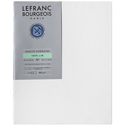 Lefranc Bourgeois 111205 Stretcher Frame Made of 100% Linen in Premium Quality, Ready to Use Primed with Titanium Dioxide Gesso, Nailed to Side on Solid Pine Wood 6F Lefranc Bourgeois 111205 Stretcher Frame Made of 100% Linen in Premium Quality, Ready to Use Primed with Titanium Dioxide Gesso, Nailed to Side on Solid Pine Wood 6F