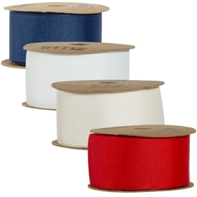 Trimz Grosgrain Ribbon Luxury Wide Ribbon Set 40mm x 5m Reels White, Red, Navy, Ivory Trimz Grosgrain Ribbon Luxury Wide Ribbon Set 40mm x 5m Reels White, Red, Navy, Ivory