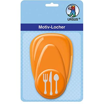 Ursus 19480052 Motif Hole Punch with Lever Medium Menu Orange Die-Cut Motif Approx. 25.4 mm Plastic with Metal Punch, Suitable for Weighs of 160 220 g/m² Ursus 19480052 Motif Hole Punch with Lever Medium Menu Orange Die-Cut Motif Approx. 25.4 mm Plastic with Metal Punch, Suitable for Weighs of 160 220 g/m²