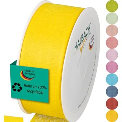 Halbach Seidenbänder Gift Ribbon Width 40 mm Length 25 m Ribbon Made in Germany Gift Ribbons in a Variety of Colours and Widths Perfect for Packaging and Decorating, Colour: Lemon Halbach Seidenbänder Gift Ribbon Width 40 mm Length 25 m Ribbon Made in Germany Gift Ribbons in a Variety of Colours and Widths Perfect for Packaging and Decorating, Colour: Lemon