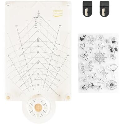 Creative Labs Stamp Easy Spinner Stamping Platform with Magnets Incl. 19 clear stamps, For mandalas & wreaths, Card making, Scrapbooking Creative Labs Stamp Easy Spinner Stamping Platform with Magnets Incl. 19 clear stamps, For mandalas & wreaths, Card making, Scrapbooking