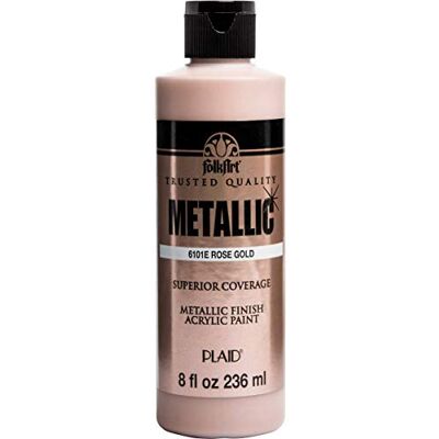 FolkArt ® Metallic Acrylic Paint – Rose Gold, 8 oz – Shiny, Non-Toxic Paint for Indoor & Outdoor DIY Crafts (6101E) FolkArt ® Metallic Acrylic Paint – Rose Gold, 8 oz – Shiny, Non-Toxic Paint for Indoor & Outdoor DIY Crafts (6101E)