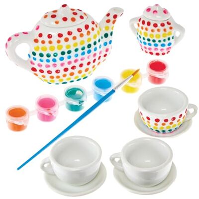 Baker Ross FN182 Paint Your Own Tea Set 1 Set, Ceramic Painting Kits for Kids, Tea Party Set for Kids Baker Ross FN182 Paint Your Own Tea Set 1 Set, Ceramic Painting Kits for Kids, Tea Party Set for Kids