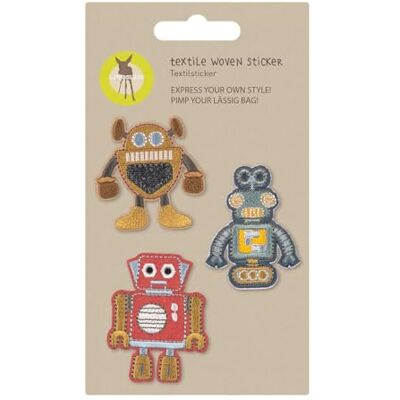 Lässig Textile Stickers Self-Adhesive Iron-On/Textile Woven Sticker Stick On, Robots, Standard Size, Daypack Lässig Textile Stickers Self-Adhesive Iron-On/Textile Woven Sticker Stick On, Robots, Standard Size, Daypack