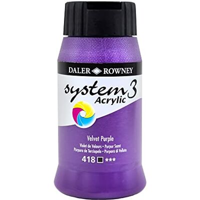 Daler Rowney Daler-Rowney System3 Acrylic Paint, Plastic Pot, 16.91oz 500 ml, Velvet Purple Daler Rowney Daler-Rowney System3 Acrylic Paint, Plastic Pot, 16.91oz 500 ml, Velvet Purple