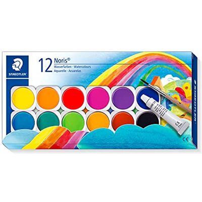 STAEDTLER 888 NC12 Noris Watercolour Paints 12 Assorted Colours (Pack of 1 with Paint Brush & Opaque Paint) STAEDTLER 888 NC12 Noris Watercolour Paints 12 Assorted Colours (Pack of 1 with Paint Brush & Opaque Paint)