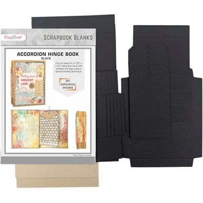 CrafTreat DIY Scrapbook Accordion Hinge Book 1 Black Precut Album Base with Pockets & Tags Interactive Mini Scrapbook Kit for Wedding Anniversary Travel Couples Memory Book Gift CrafTreat DIY Scrapbook Accordion Hinge Book 1 Black Precut Album Base with Pockets & Tags Interactive Mini Scrapbook Kit for Wedding Anniversary Travel Couples Memory Book Gift