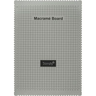 Trimits Macrame Board A3: 29.7 x 42cm (12 x 17in) Double Sided Metric & Imperial, Self-Healing for Braiding, Knots, Craft Projects Grey Trimits Macrame Board A3: 29.7 x 42cm (12 x 17in) Double Sided Metric & Imperial, Self-Healing for Braiding, Knots, Craft Projects Grey