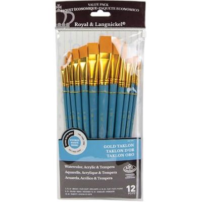Royal & Langnickel Royal and Langnickel RSET-9305 Taklon Variety Brush Set Medium Gold (Pack of 12) Royal & Langnickel Royal and Langnickel RSET-9305 Taklon Variety Brush Set Medium Gold (Pack of 12)