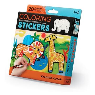 Crocodile Creek Coloring Stickers for Kids — Includes 20 Jumbo Stickers, 5 Themed Crayons and 1 Illustrated Scene — Helps Develop Motor Skills and Creativity for Children Ages 3 and Up — Animal Design Crocodile Creek Coloring Stickers for Kids — Includes 20 Jumbo Stickers, 5 Themed Crayons and 1 Illustrated Scene — Helps Develop Motor Skills and Creativity for Children Ages 3 and Up — Animal Design