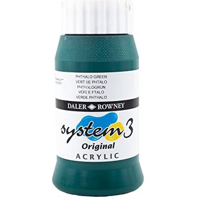 Daler Rowney Daler-Rowney System3 Acrylic Paint, Plastic Pot, 16.91oz 500 ml, Phthalo Green Daler Rowney Daler-Rowney System3 Acrylic Paint, Plastic Pot, 16.91oz 500 ml, Phthalo Green
