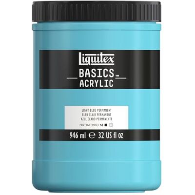 Liquitex Basics Acrylic Paint, Light Blue Permanent, 946 ml Pot Liquitex Basics Acrylic Paint, Light Blue Permanent, 946 ml Pot