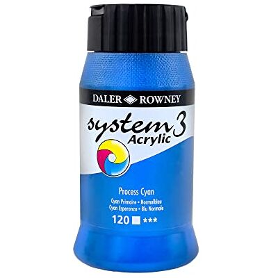 Daler Rowney Daler-Rowney System3 Acrylic Paint, Plastic Pot, 16.91oz 500 ml, Process Cyan Daler Rowney Daler-Rowney System3 Acrylic Paint, Plastic Pot, 16.91oz 500 ml, Process Cyan