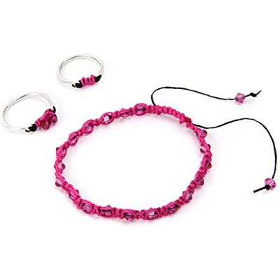 Beads Direct Fuchsia Macramé Knotted Rings Kit, Pink, 6-Piece Beads Direct Fuchsia Macramé Knotted Rings Kit, Pink, 6-Piece