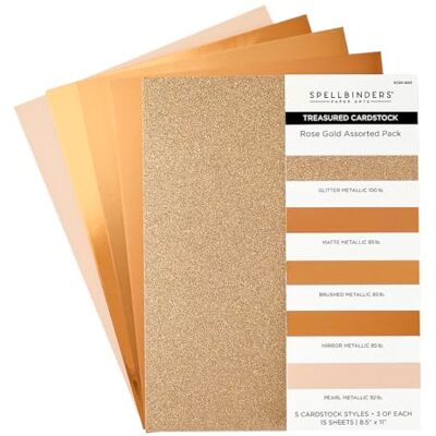 Spellbinders SCSP-003 Rose Gold Assortment Treasured Cardstock 8 1/2" x 11-15 Pack Spellbinders SCSP-003 Rose Gold Assortment Treasured Cardstock 8 1/2" x 11-15 Pack