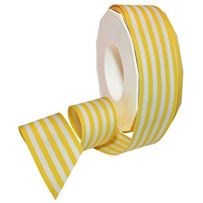 Morex Striped Polyester Grosgrain Ribbon, Party Decorations, Gift Wrapping, Fun Patterns, 1-1/2" by 20 yd., Yellow Morex Striped Polyester Grosgrain Ribbon, Party Decorations, Gift Wrapping, Fun Patterns, 1-1/2" by 20 yd., Yellow