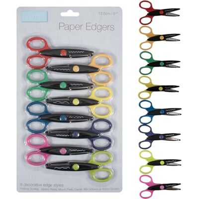 Trimits Kids Craft Scissor Pack 8 Multicoloured Paper Edging Set, Pinking, Wave, Decorative, Card Making, Craft Activities, Art, Paper Crafts, Perfect for Teachers Parents and Creative Kids Trimits Kids Craft Scissor Pack 8 Multicoloured Paper Edging Set, Pinking, Wave, Decorative, Card Making, Craft Activities, Art, Paper Crafts, Perfect for Teachers Parents and Creative Kids