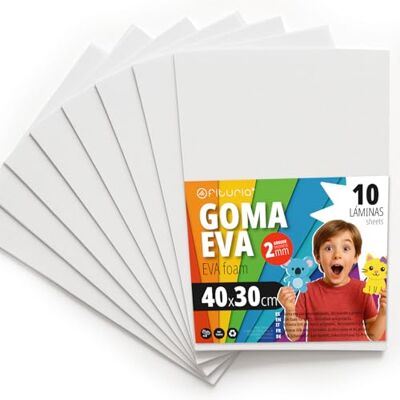 OFITURIA EVA Foam for School and Creative Crafts, Coloured Foam Sheets for DIY Projects, Art, Children's Decoration, Scrapbooking, Craft Designs 40 x 30 cm (White, 10 Pcs) OFITURIA EVA Foam for School and Creative Crafts, Coloured Foam Sheets for DIY Projects, Art, Children's Decoration, Scrapbooking, Craft Designs 40 x 30 cm (White, 10 Pcs)