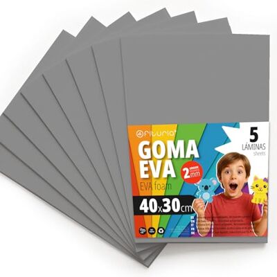 OFITURIA Eva Rubber for School and Creative Crafts, Coloured Foam Sheets for DIY Projects, Art, Children's Decoration, Scrapbooking, Craft Designs 40 x 30 cm (Grey, 5 Pcs) OFITURIA Eva Rubber for School and Creative Crafts, Coloured Foam Sheets for DIY Projects, Art, Children's Decoration, Scrapbooking, Craft Designs 40 x 30 cm (Grey, 5 Pcs)