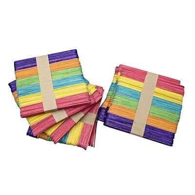 Craftplay Wood Craft Lollipop Sticks Wooden Popsicle Sticks Assorted Colours Pack of 1000 Craftplay Wood Craft Lollipop Sticks Wooden Popsicle Sticks Assorted Colours Pack of 1000