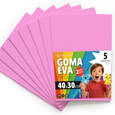 OFITURIA Eva Rubber for School and Creative Crafts, Coloured Foam Sheets for DIY Projects, Art, Children's Decoration, Scrapbooking, Craft Designs 40 x 30 cm (Pink, 5 Pcs) OFITURIA Eva Rubber for School and Creative Crafts, Coloured Foam Sheets for DIY Projects, Art, Children's Decoration, Scrapbooking, Craft Designs 40 x 30 cm (Pink, 5 Pcs)