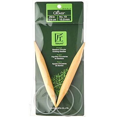 Clover Takumi Bamboo Circular Knitting Needles 29-inch, Multi-Colour, 21.34 x 7.62 x 0.77 cm Clover Takumi Bamboo Circular Knitting Needles 29-inch, Multi-Colour, 21.34 x 7.62 x 0.77 cm