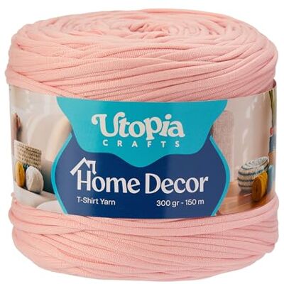 Utopia Crafts Home Decor T-Shirt Yarn for Crocheting, 300g Thick Soft Elastic Ribbon Yarn for Crochet Baskets Bags Rugs, Textile Fabric Yarn for Beginners, Home Decor, 5-7mm Hook (Light Rose) Utopia Crafts Home Decor T-Shirt Yarn for Crocheting, 300g Thick Soft Elastic Ribbon Yarn for Crochet Baskets Bags Rugs, Textile Fabric Yarn for Beginners, Home Decor, 5-7mm Hook (Light Rose)