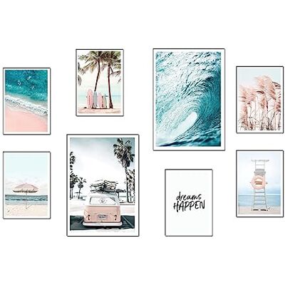 DKORARTE Set of 8 Decorative Wall Pictures for Living Room Decorations, Bedrooms, Rooms, Without Frame, Landscape, Beach, Nature (2 x A3 (41 x 29.7 cm) ; 6 x A4 (29.7 x 21 cm)) DKORARTE Set of 8 Decorative Wall Pictures for Living Room Decorations, Bedrooms, Rooms, Without Frame, Landscape, Beach, Nature (2 x A3 (41 x 29.7 cm) ; 6 x A4 (29.7 x 21 cm))