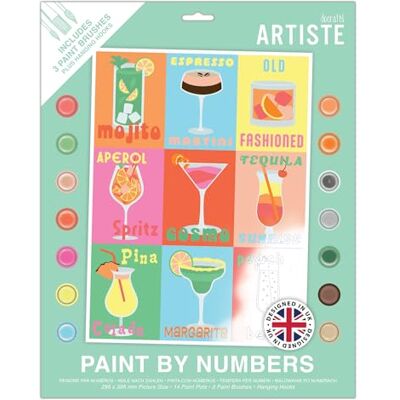 DOCRAFTS ARTISTE Large Paint by Numbers, Cocktails, Summer Craft, 395x295mm Board 14 Acrylic Colour Paint 3 Size Brush Set, Adults Craft, Hobbies Craft, Number Coded Design, Personalised Art DOCRAFTS ARTISTE Large Paint by Numbers, Cocktails, Summer Craft, 395x295mm Board 14 Acrylic Colour Paint 3 Size Brush Set, Adults Craft, Hobbies Craft, Number Coded Design, Personalised Art