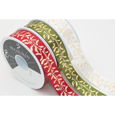 Berisfords Mistletoe Wishes White Gold 25mm x 20M Berisfords Mistletoe Wishes White Gold 25mm x 20M